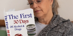 A cover photo of 'The First 30 Days' off alcohol inspired by the old-timers of AA and NA
